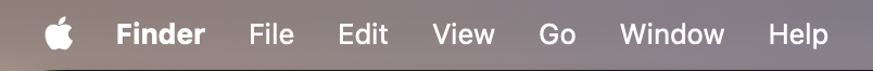The left end of the macOS menu bar, showing the Apple menu and Finder's File, Edit, View, Go, Window, and Help menus.