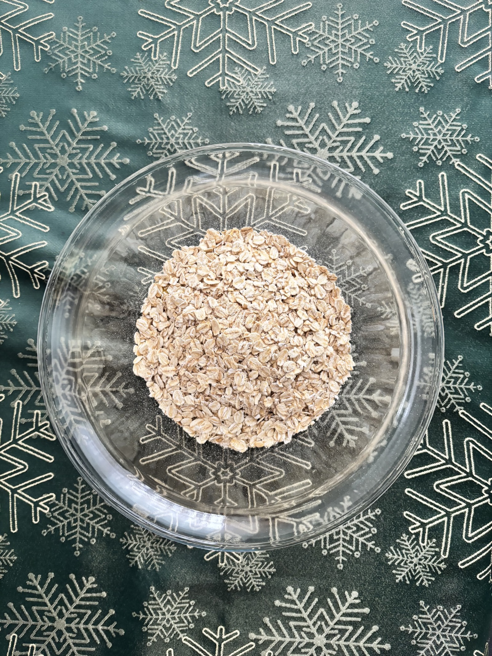 Oats in a clear bowl.